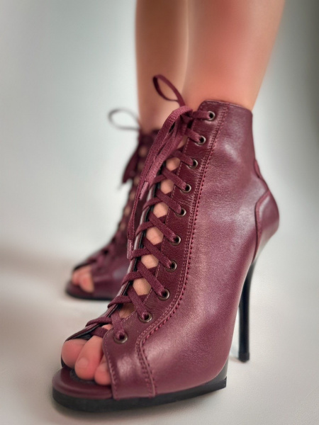 Туфли хилсы для танцев LIZARDI Бордовая кожа