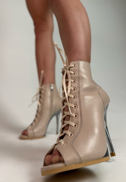 Туфли хилсы для танцев LIZARDI Бежевая кожа (х80)