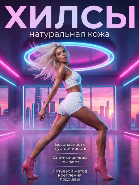 Туфли хилсы для танцев LIZARDI Розовый с обтяжкой