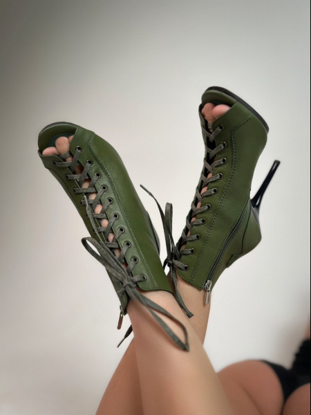 Туфли хилсы для танцев LIZARDI Хаки кожа