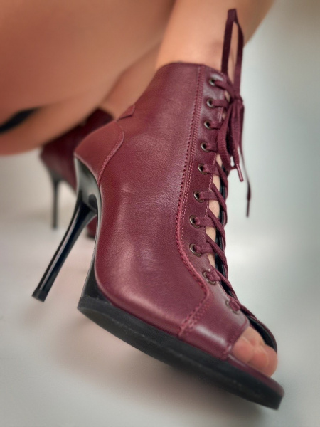 Туфли хилсы для танцев LIZARDI Бордовая кожа