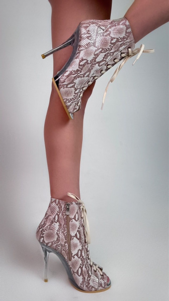 Туфли хилсы для танцев LIZARDI Коричневый питон