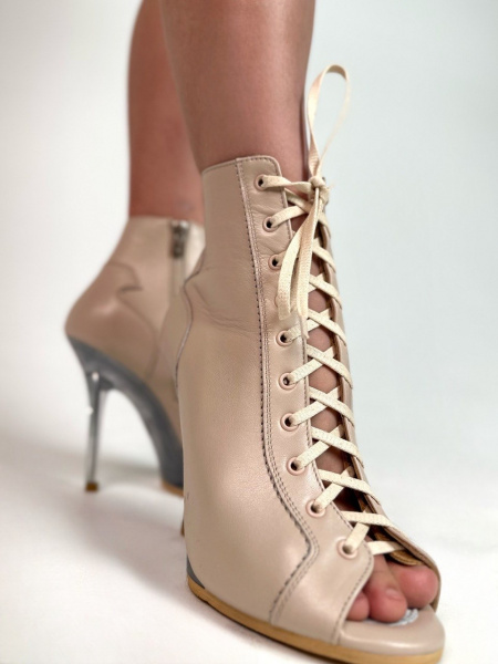 Туфли хилсы для танцев LIZARDI Бежевая кожа (х80)