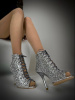Туфли хилсы для танцев LIZARDI Глитер Серебро