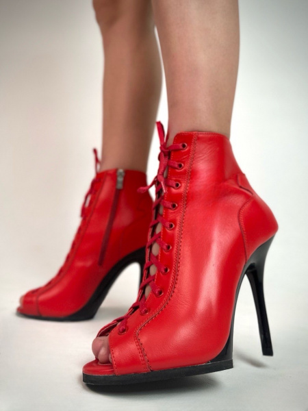 Туфли хилсы для танцев LIZARDI Красная кожа