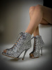 Туфли хилсы для танцев LIZARDI Глитер Серебро