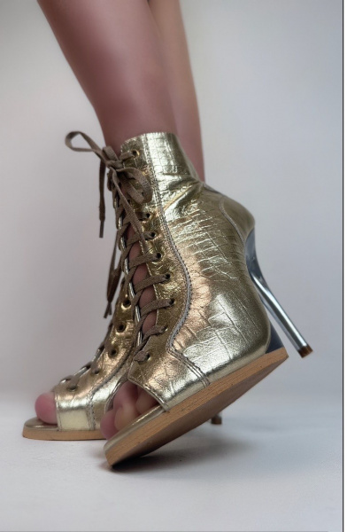 Туфли хилсы для танцев LIZARDI Крокодил Золото