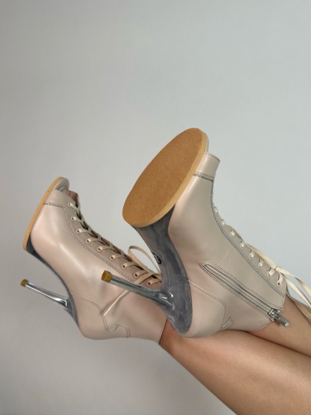 Туфли хилсы для танцев LIZARDI Бежевая кожа (х80)