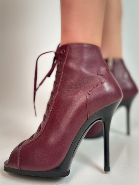 Туфли хилсы для танцев LIZARDI Бордовая кожа