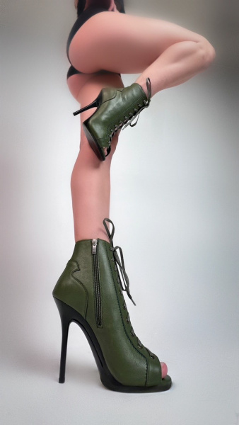 Туфли хилсы для танцев LIZARDI Хаки кожа