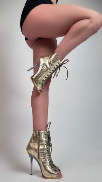 Туфли хилсы для танцев LIZARDI Крокодил Золото