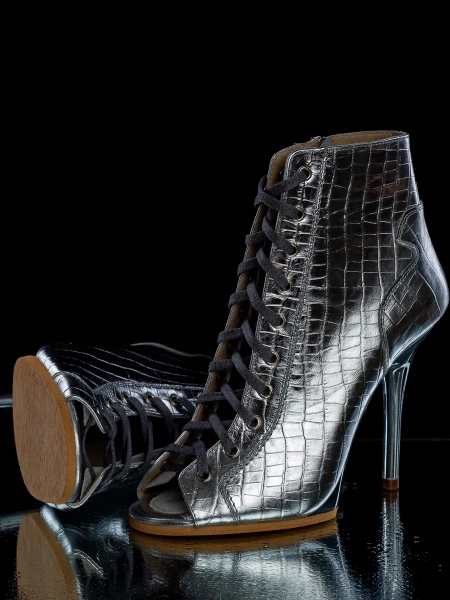 Туфли хилсы для танцев LIZARDI серебро