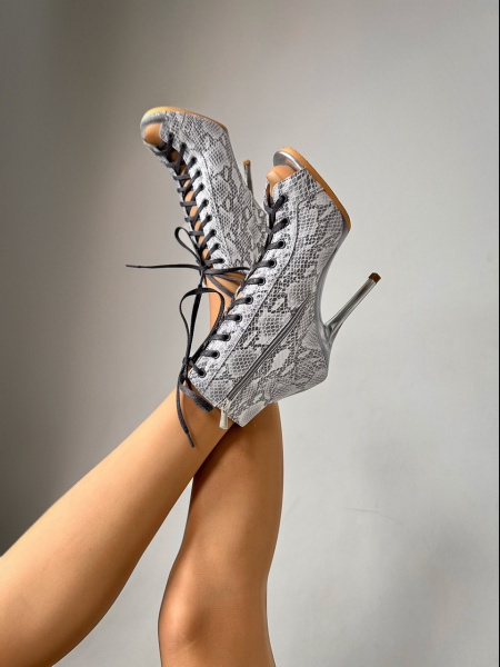 Туфли хилсы для танцев LIZARDI Серый питон