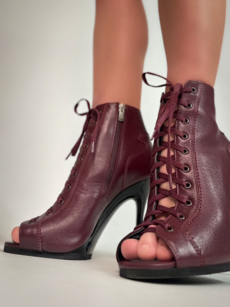 Туфли хилсы для танцев LIZARDI Бордовая кожа